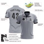 Custom Name and Number Performance Golf Polo Shirt - Personalized Gray Black Team Shirt Personalized Gray Black Performance