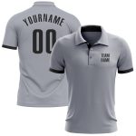 Custom Name and Number Performance Golf Polo Shirt - Personalized Gray Black Team Shirt Personalized Gray Black Performance