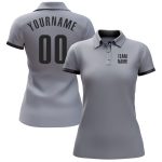 Custom Name and Number Performance Golf Polo Shirt - Personalized Gray Black Team Shirt Personalized Gray Black Performance