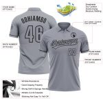 Custom Team Name Number Gray Black Performance Golf Polo Shirt Personalized Gray Black Performance Vapor Golf Polo Shirt