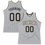 Custom Basketball Jersey with Personalized Name and Number - Gray Black Pinstripe Authentic Design Personalized Gray Black