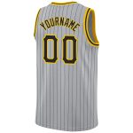 Custom Basketball Jersey with Personalized Name and Number - Authentic Gray Black Pinstripe Black-Gold Design Personalized