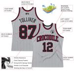 Customizable Gray Black Pinstripe Basketball Jersey - Authentic Black Maroon Design Personalized Gray Black Pinstripe Black-Maroon