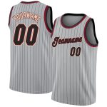 Custom Black Maroon Basketball Jersey with Personalized Name and Number - Gray Black Pinstripe Design Personalized Gray Black