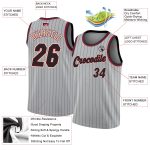 Custom Black Maroon Basketball Jersey with Personalized Name and Number - Gray Black Pinstripe Design Personalized Gray Black