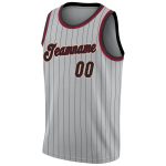 Custom Black Maroon Basketball Jersey with Personalized Name and Number - Gray Black Pinstripe Design Personalized Gray Black