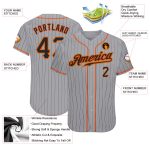Personalized Black-Orange Baseball Jersey with Custom Name & Number, Gray Black Pinstripe Team Apparel Personalized Gray