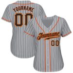 Personalized Black-Orange Baseball Jersey with Custom Name & Number, Gray Black Pinstripe Team Apparel Personalized Gray