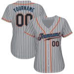 Personalized Authentic Baseball Jersey | Custom Name & Number | Gray Black Pinstripe Black Powder Blue Personalized Gray