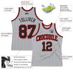 Custom Name and Number Authentic Basketball Jersey Personalized Gray Black Pinstripe Black-Red Personalized Gray Black Pinstripe
