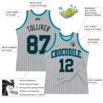 Custom Team Basketball Jersey with Name and Number, Gray Black Pinstripe, Black-Teal Authentic Design Personalized Gray Black