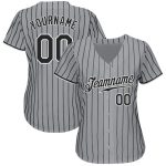 Custom Name Number Baseball Jersey - Personalized Gray Black Pinstripe Authentic Team Gear Personalized Gray Black Pinstripe