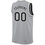 Custom Name Number Authentic Basketball Jersey Gray Black Pinstripe Black White Personalized Gray Black Pinstripe Black-White