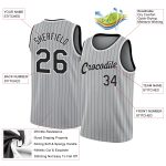 Custom Name Number Authentic Basketball Jersey Gray Black Pinstripe Black White Personalized Gray Black Pinstripe Black-White