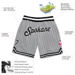 Custom Team Basketball Shorts with Personalized Name & Number - Gray Black Pinstripe Authentic Design Personalized Gray Black