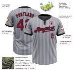 Custom Name and Number Unisex Softball Jersey - Personalized Gray Black Pinstripe Two-Button Design Personalized Gray Black