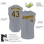 Custom Personalized Baseball Jersey - Gray Black Pinstripe Gold - Sleeveless with Name & Number Personalized Gray Black Pinstripe