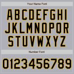 Custom Name and Number Unisex Softball Jersey - Gray Black Pinstripe Gold Two-Button Design Personalized Gray Black Pinstripe