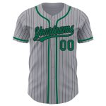 Custom Name Number Authentic Baseball Jersey Gray Black Pinstripe Kelly Green Personalized Gray Black Pinstripe Kelly Green