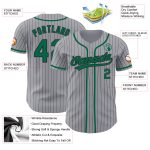 Custom Name Number Authentic Baseball Jersey Gray Black Pinstripe Kelly Green Personalized Gray Black Pinstripe Kelly Green