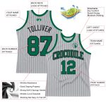 Custom Basketball Jersey - Personalized Gray Black Pinstripe, Kelly Green - Team Name & Number, Authentic Design Personalized
