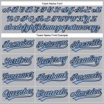 Custom Baseball Jersey with Personalized Name and Number - Gray Black Pinstripe Light Blue Authentic Design Personalized