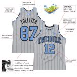 Customizable Basketball Jersey with Personalized Name & Number - Gray Black Pinstripe Light Blue Authentic Design Personalized