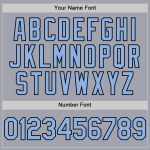 Custom Name and Number Personalized Baseball Jersey - Gray Black Pinstripe Light Blue Sleeveless Personalized Gray Black