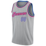 Custom Name and Number Personalized Basketball Jersey - Gray Black Pinstripe Light Blue Pink Authentic Team Jersey Personalized