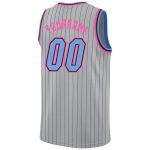 Custom Name and Number Personalized Basketball Jersey - Gray Black Pinstripe Light Blue Pink Authentic Team Jersey Personalized