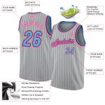 Custom Name and Number Personalized Basketball Jersey - Gray Black Pinstripe Light Blue Pink Authentic Team Jersey Personalized
