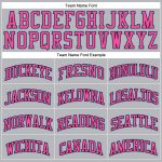Personalized Authentic Basketball Jersey - Gray Black Pinstripe Light Blue Pink Personalized Gray Black Pinstripe Light Blue-Pink