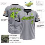 Custom Name Number Two-Button Softball Jersey Unisex Gray Black Pinstripe Neon Green Personalized Gray Black Pinstripe Neon