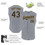 Custom Sleeveless Baseball Jersey with Personalized Name and Number - Gray Black Pinstripe Old Gold Design Personalized Gray
