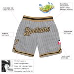 Custom Team Basketball Shorts - Personalized Gray Black Pinstripe with Old Gold-Black - Add Name and Number Personalized