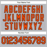 Custom Team Baseball Jersey - Personalized Gray Black Pinstripe with Orange Name and Number Personalized Gray Black Pinstripe