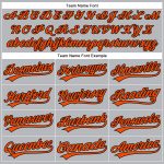 Custom Team Baseball Jersey - Personalized Gray Black Pinstripe with Orange Name and Number Personalized Gray Black Pinstripe