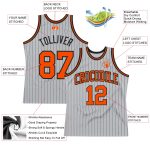Custom Name Number Basketball Jersey - Personalized Gray Black Pinstripe Orange Authentic Team Personalized Gray Black Pinstripe