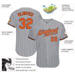 Customizable Gray Black Orange-Black Pinstripe Authentic Baseball Jersey with Name and Number Personalized Gray Black Pinstripe