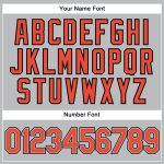 Custom Personalized Basketball Jersey - Authentic Gray Black Pinstripe with Orange-Black, Team Name & Number Personalized