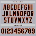 Personalized Unisex Softball Jersey Gray Black Pinstripe Two-Button with Orange Trim Personalized Gray Black Pinstripe Orange