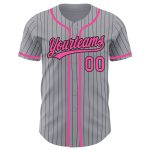 Custom Name and Number Personalized Pink Gray Black Pinstripe Baseball Jersey - Authentic Team Apparel Personalized Gray