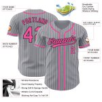 Custom Name and Number Personalized Pink Gray Black Pinstripe Baseball Jersey - Authentic Team Apparel Personalized Gray