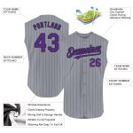 Custom Name Number Authentic Sleeveless Baseball Jersey Gray Black Pinstripe Purple Personalized Design Personalized Gray