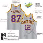 Personalized Custom Name Number Pinstripe Basketball Jersey Gray Black Purple Gold Authentic Personalized Gray Black Pinstripe