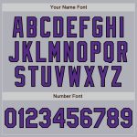 Custom Name and Number Softball Jersey for Teams - Personalized Unisex Gray Black Pinstripe Two-Button in Purple Personalized