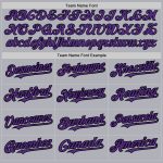 Custom Name and Number Softball Jersey for Teams - Personalized Unisex Gray Black Pinstripe Two-Button in Purple Personalized
