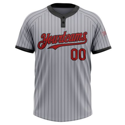 Custom Name Number Softball Jersey Unisex Gray Black Pinstripe Two-Button, Personalized Team Apparel Personalized Gray Black