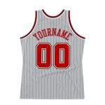 Custom Pinstripe Basketball Jersey - Personalized Gray Black Red-White Team Name and Number Authentic Personalized Gray Black