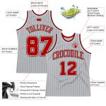 Custom Pinstripe Basketball Jersey - Personalized Gray Black Red-White Team Name and Number Authentic Personalized Gray Black